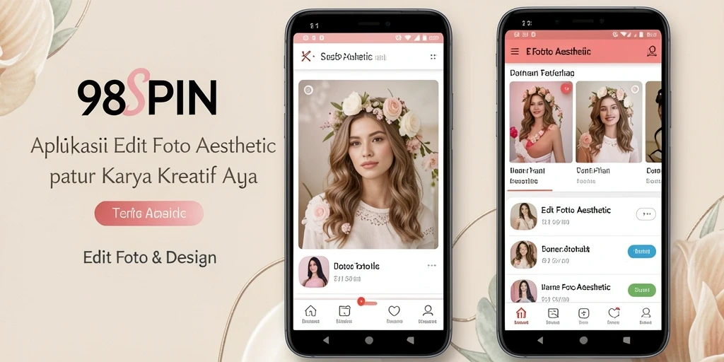 Antarmuka 98SPIN yang menarik dan intuitif untuk Edit Foto Aesthetic.