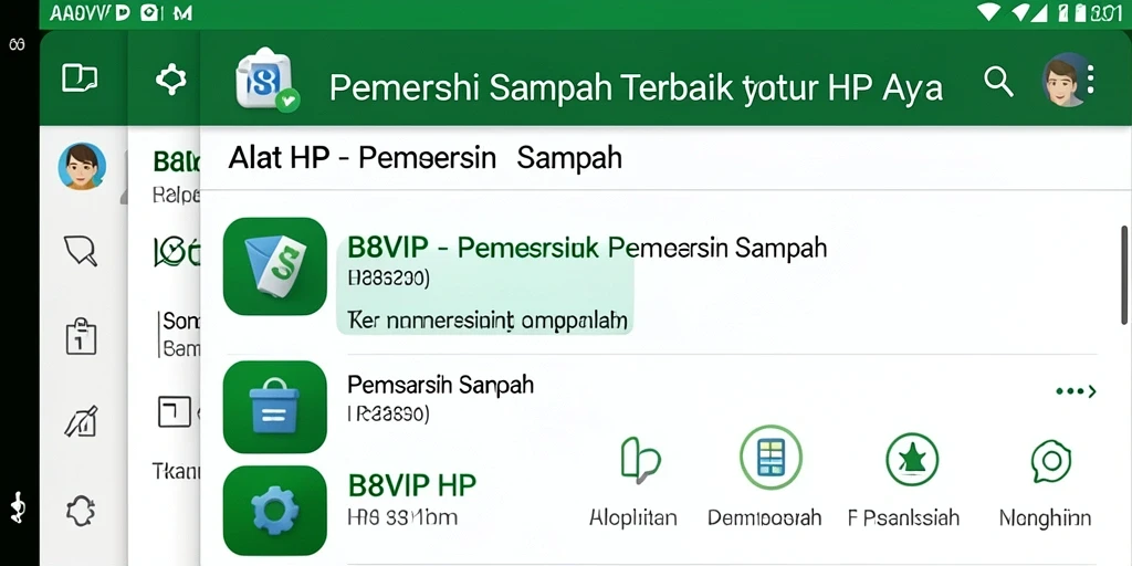 Tampilan antarmuka aplikasi B8VIP untuk pembersihan sampah yang mudah digunakan.