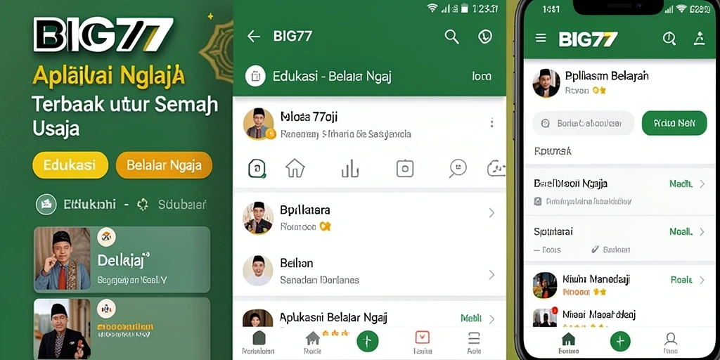 Antarmuka aplikasi BIG77 yang ramah pengguna untuk Belajar Ngaji.