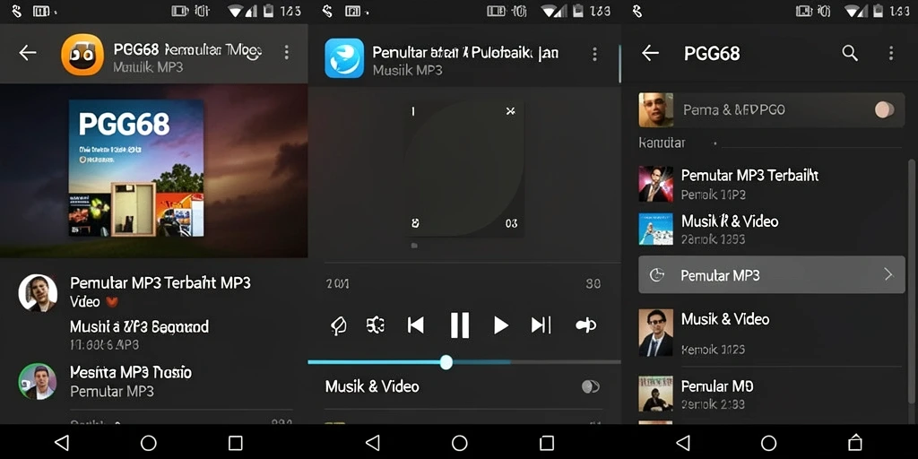Tampilan antarmuka PGG68 yang mudah digunakan untuk Pemutar MP3.